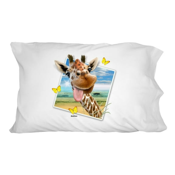 Giraffe Selfie Picture Novelty Bedding Pillowcase