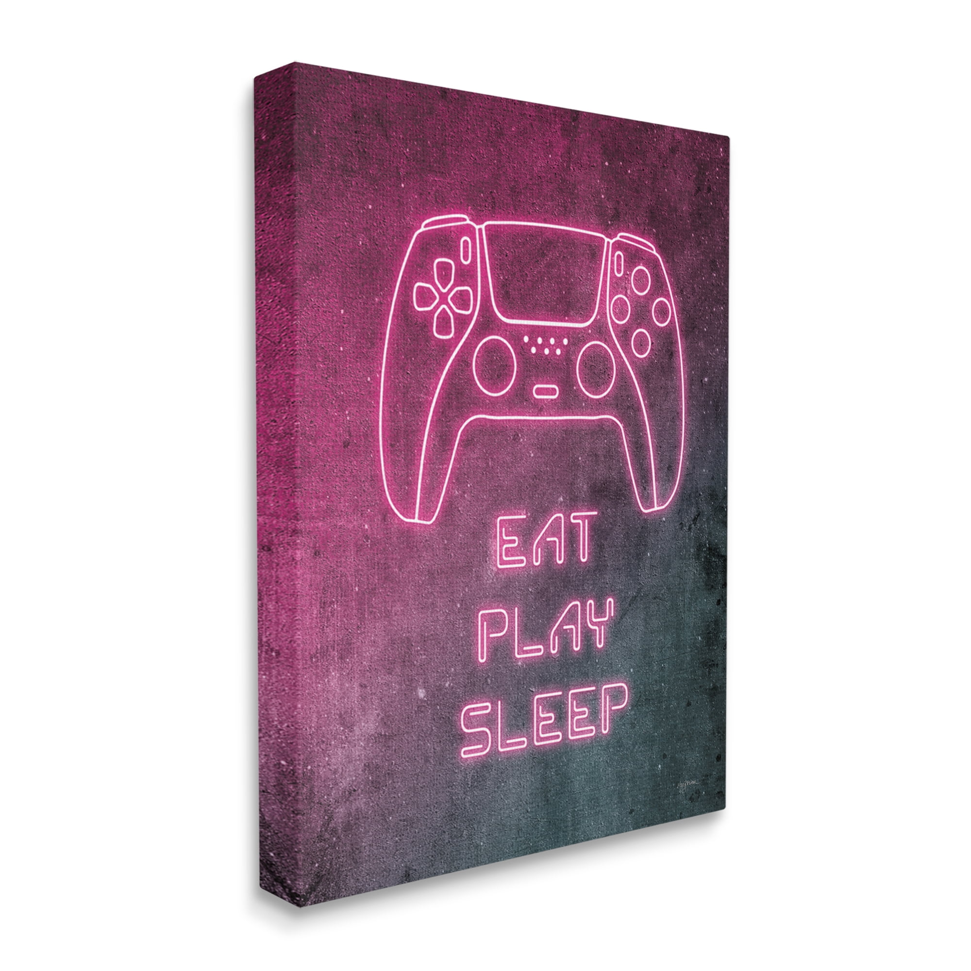 Stupell Industries Eat Play Sleep Pink Gamer Typography Painting Gallery Wrapped Canvas Print Wall Art, 30 x 40