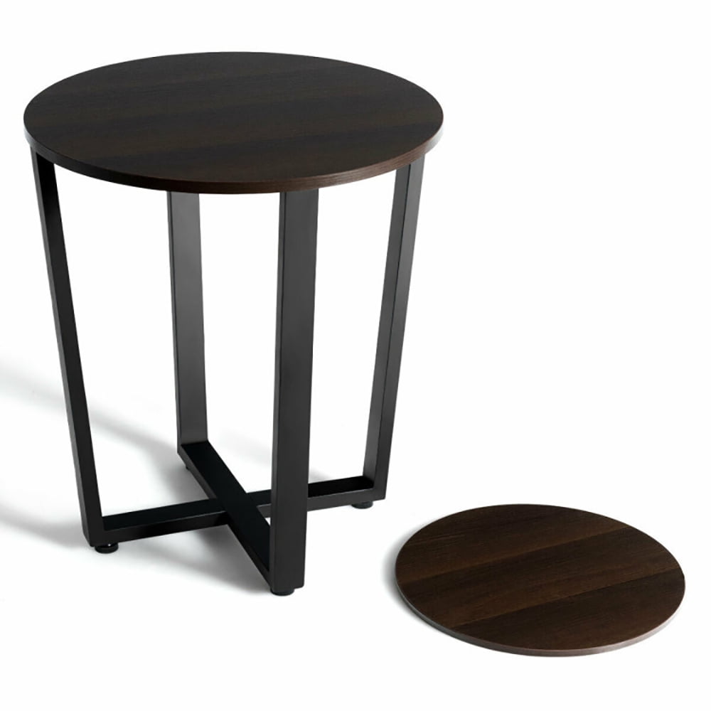 Finihen Round End Table, 2-tier Round End Table with Storage Shelf & Metal Frame, for Living Room, Bedroom, Walnut Finihen Round End Table, 2-tier Round End Table with Storage Shelf & Metal Frame, for Living Room, Bedroom, Walnut