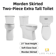 thumbnail image 5 of Los Flexi 21 Inch Extra Tall Two-Piece Skirted Toilet with 1.1/1.28 GPF Dual Flush, Elongated Bowl, Soft-Close Seat & 12" Rough-In, 5 of 13