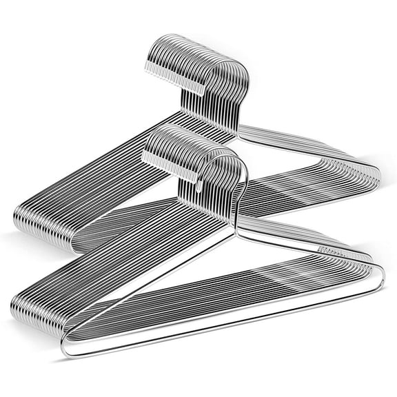 MY 50 Pack Metal Hangers Coat Hangers Heavy Duty Stainless Steel Clothes Hanger for Closet Clothing Shirt Suit Pant 16.4 Inch