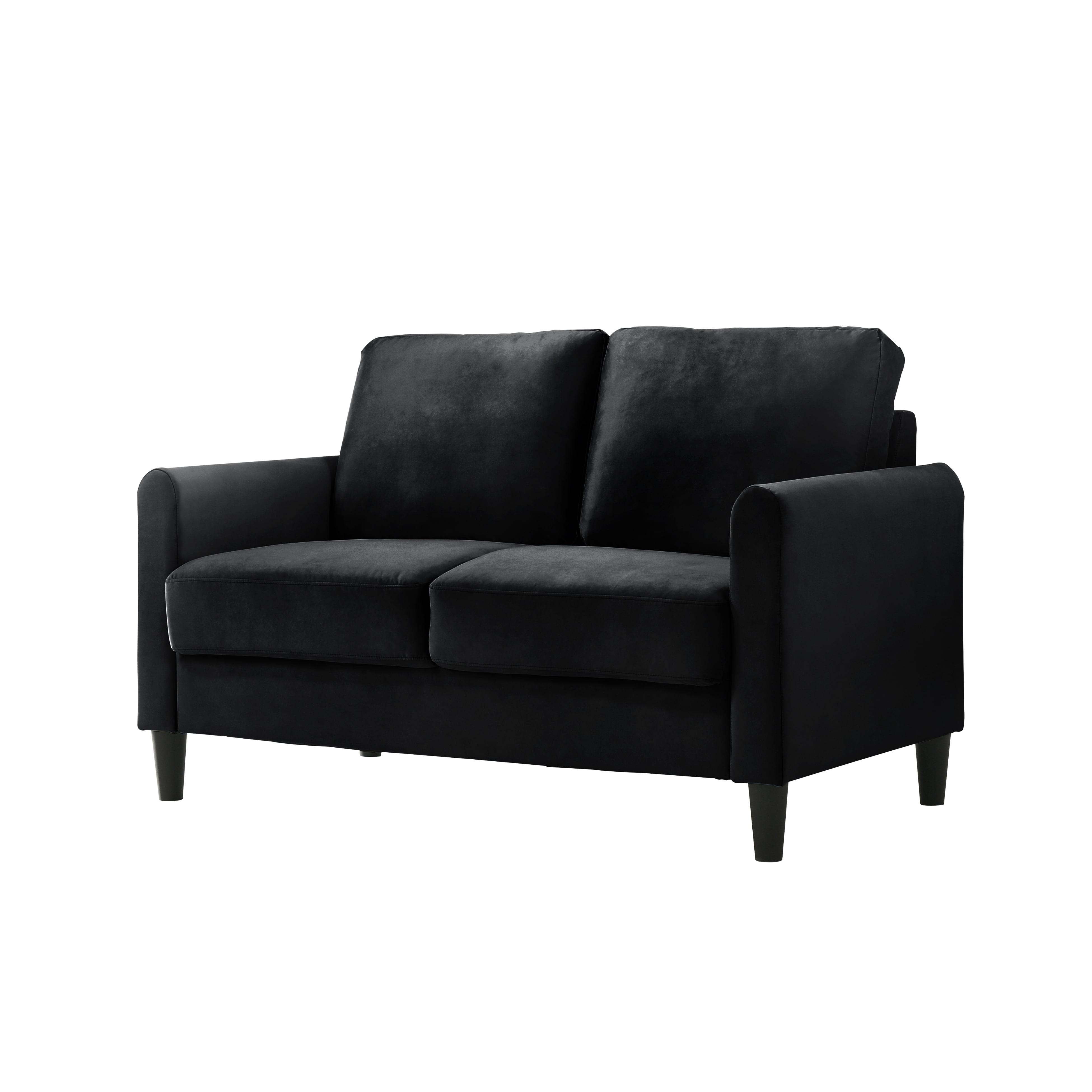 Home Design Airell 2-Piece Living Room Set with Loveseat and Sofa, Soft Velvet Fabric, Modern Upholstered Design, Black