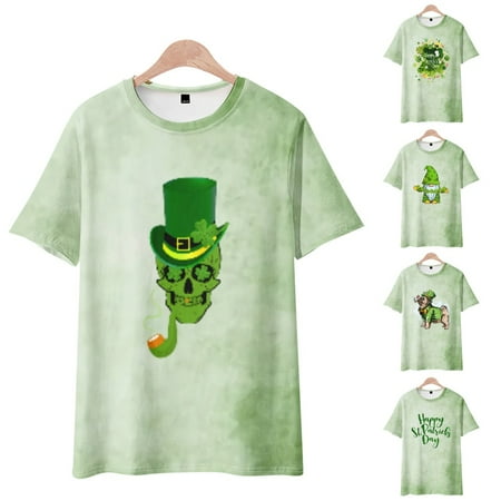 

LANLIN St. Patrick s Day Mens Kids Crewneck Short Sleeve T-Shirt Loose Tops For Men Boys