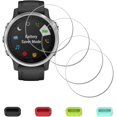 thumbnail image 1 of [4 Pack] Screen Protector for Garmin fenix 6S / 6S Pro / 6S Sapphire GPS Watch + Silicone Anti-dust Plugs, iDaPro, 1 of 5