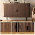 thumbnail image 3 of VEANERWOOD Sideboard Buffet Cabinet 47" Storage Cabinet with 2 Sliding Tambour Doors & Adjustable Shelves, Console Table for Kitchen Office Bedroom Hallway Entryway, Walnut, 3 of 8