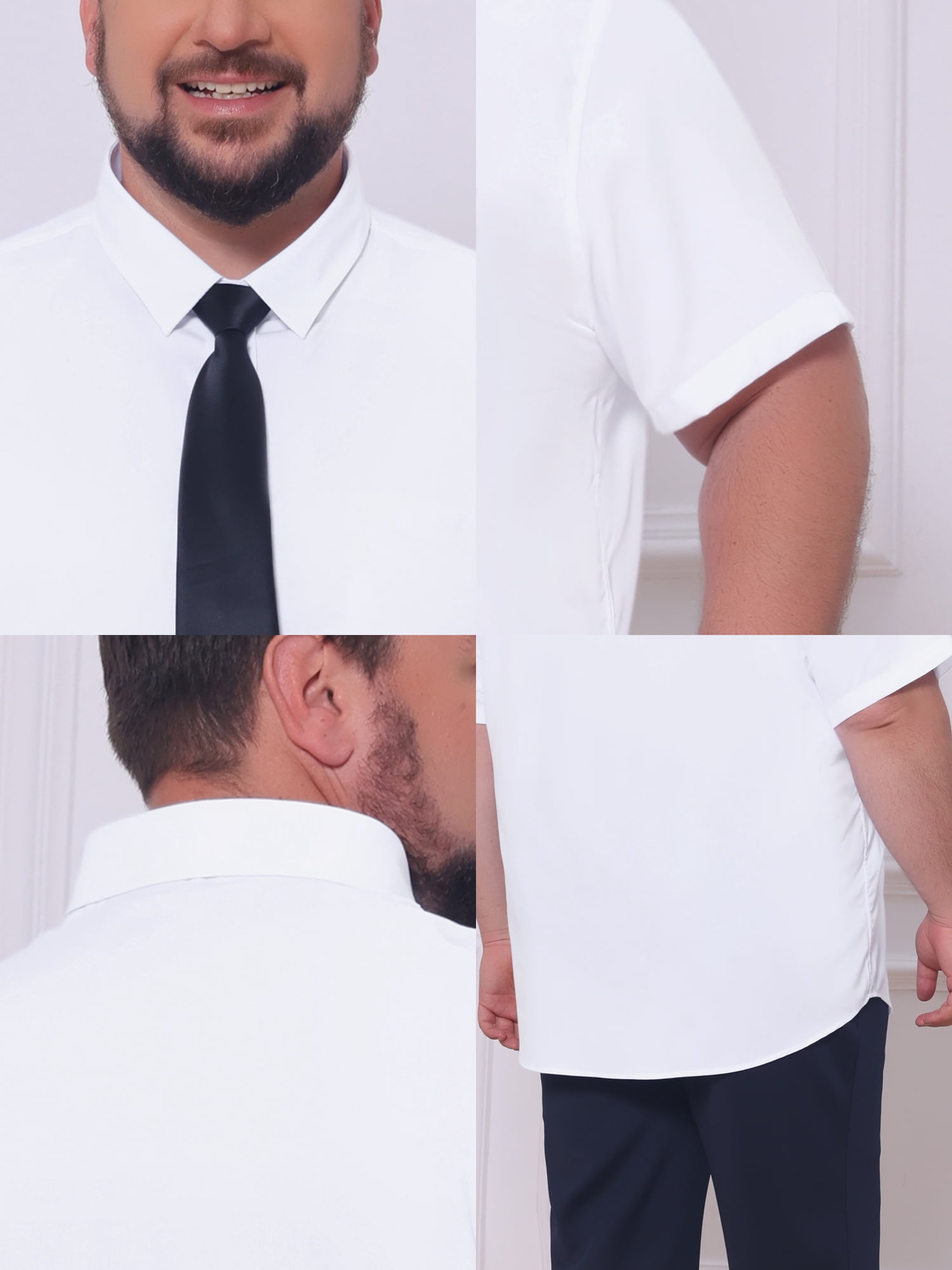 DARING DIVA Men's Big and Tall Business Dress Shirt with Chest Pocket 4XL White