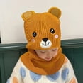 thumbnail image 3 of Kids Winter Hat, Cute Bear Ears One-piece No Brim Bonnet, Knitted Windproof Headwear Neck Warmer - Beanie Hat for Baby Boys Girls, 3 of 8