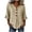 Beige, variant on Women's Casual Striped V Neck Button Flare 3/4 Sleeve Loose Fit Everyday Blouses for Women