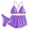 Purple, variant on LOPECY-Sta Modest Swimwear for Women Bikini Swimsuit Three-Piece Swimsuit Scalloped V Neck Low Waisted Bathing Suit Beach Shorts