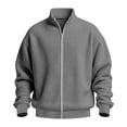 thumbnail image 4 of KyCheLot Mens Full Zip up Sweatshirt Long Sleeve Mock Neck Textured Pullover Loose Drop Shoulder Outwear, 4 of 6