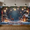 thumbnail image 4 of Snowflake Lighted Christmas Banner Christmas Tree Design Holiday Banner Reindeer Pattern Snow Scene Festive Banner for Christmas Decoration Holiday Party Home Decor, 4 of 9