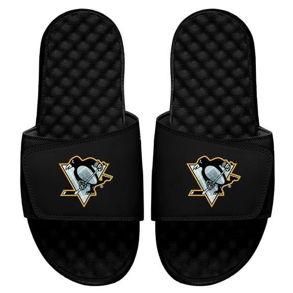 Men's ISlide Black Pittsburgh Penguins Ice Clipping Mask Slide Sandals