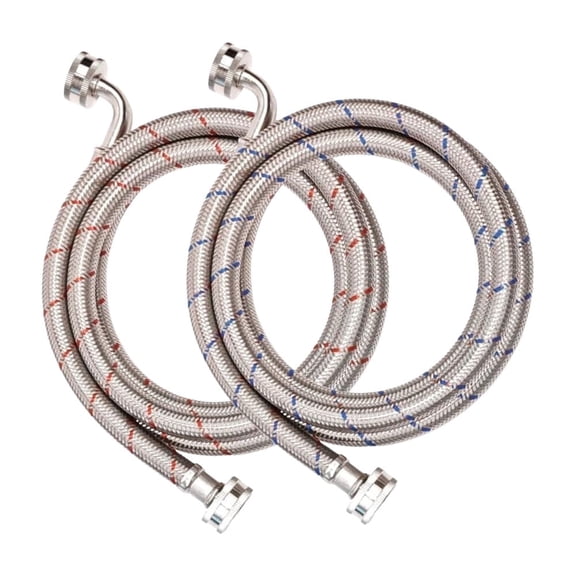 Krydros 20FT Stainless Steel Washing Machine Hoses, 90-Degree Elbow, 2-Pack