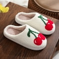 thumbnail image 6 of GHSOHS Plush Cherry Slippers for Women Men Cute Cartoon Home Shoes Comfortable Soft Cotton Fuzzy Slippers Indoor Outdoor Flat Slides, 6 of 7