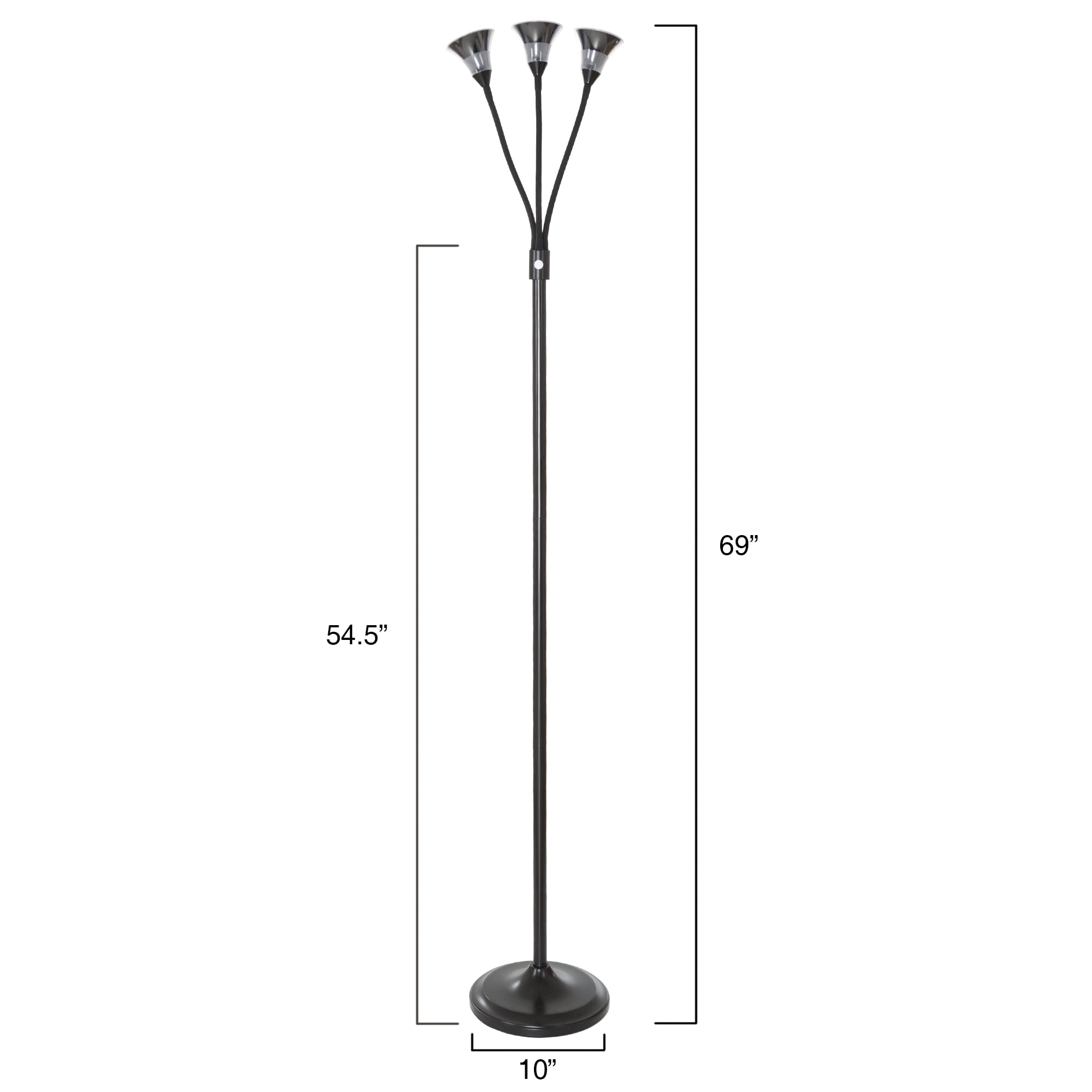 Floor Lamp with Adjustable Head & LED in 3 Finishes