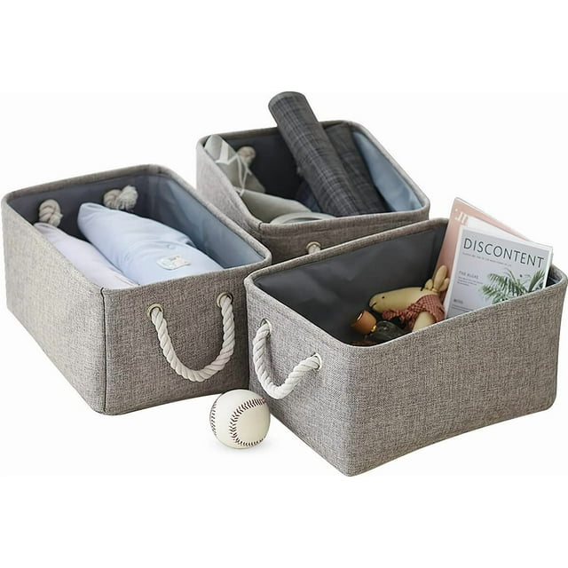 Cestas de Almacenamiento de Tela para Organizar 3pcs, Cestas Decorativas de Almacenamiento con Asas,Cestas de Tela Organizadoras de Grandes de Plegable para Ropa Juguetes