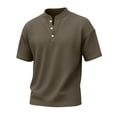 thumbnail image 6 of Yifymode Men's Waffle Knit Henley Short Sleeve Shirt, Button-Down Loose Fit Lightweight Summer Top Light Brown M, 6 of 7