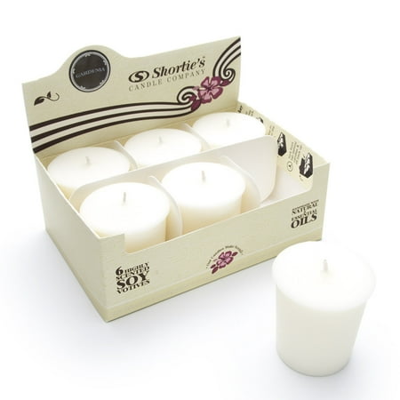 Pure Gardenia Soy Votive Candles - Scented with Essential & Natural Oils - 6 White Natural Votive Candle Refills - Flower & Floral