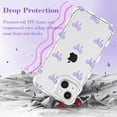 thumbnail image 3 of Case for iPhone 14, Clear Cute Ribbon Bowknot Pattern Aesthetic Transparent Bow Phone Case Curly Wave Edge Case Stylish Slim Soft Durable TPU Protective Cover for Women Girls - Purple, 3 of 18