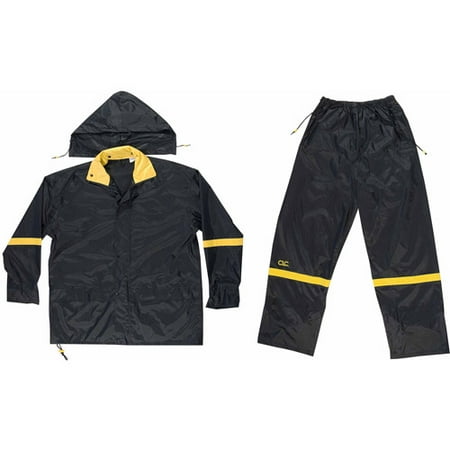 Custom Leathercraft XXL Black Nylon Rain Suit Set, 3pk