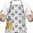 thumbnail image 2 of White Floral Skull Pattern Apron-Garden Aprons for Women with Pockets-Cotton Linen Waterproof Kitchen Cooking Gardening Aprons Adjustable for Kitchen,Cooking,BBQ and Salon 33x27 Inch, 2 of 7