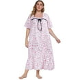 thumbnail image 2 of Women Nightgowns,Short Sleeves Comfy Ladies Nightdress Lightweight Floral Housecoat Plus Size, 2 of 7