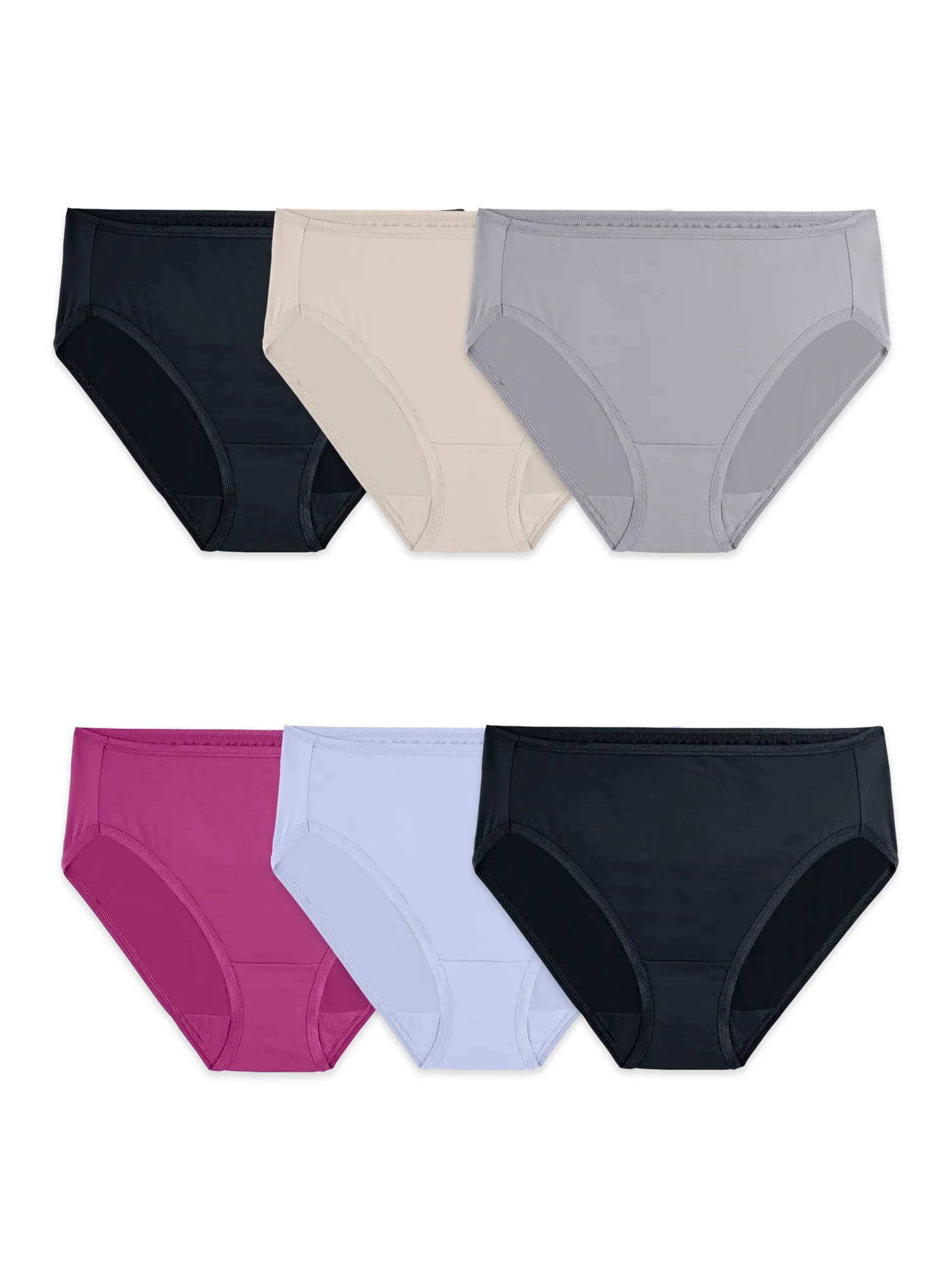 Fruit of the Loom Women's Microfiber Underwear, Smooth No Panty Lines, 6-Pack, Sizes S-3XL