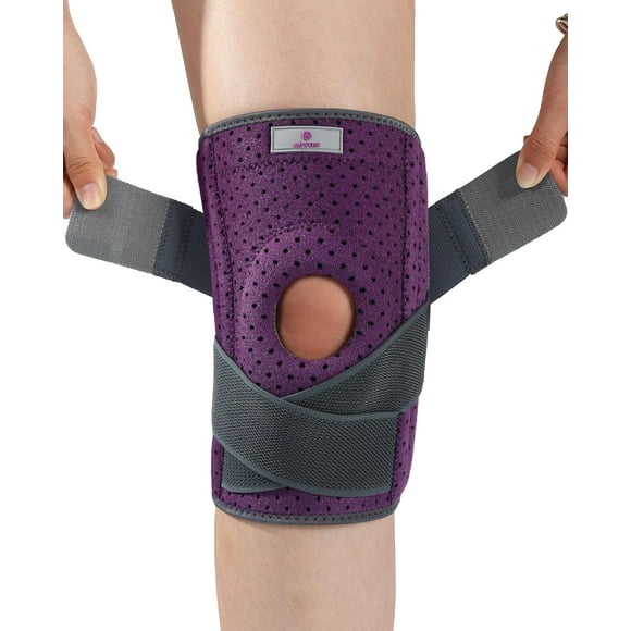 Rodillera ABYON para mujeres y hombres, talla grande, para desgarro de menisco, ligamento cruzado anterior (LCA) y artritis. Rodillera con estabilizadores laterales dobles y correas de compresión cruz