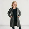 thumbnail image 2 of HNMKIU Girls Fall Winter Loose Fit Zip Up Long Cardigan Hooded Sweatshirt Jacket 3-13 Years Girls Zip Up Hoodie Dark Gray-1,5-6 Years, 2 of 5