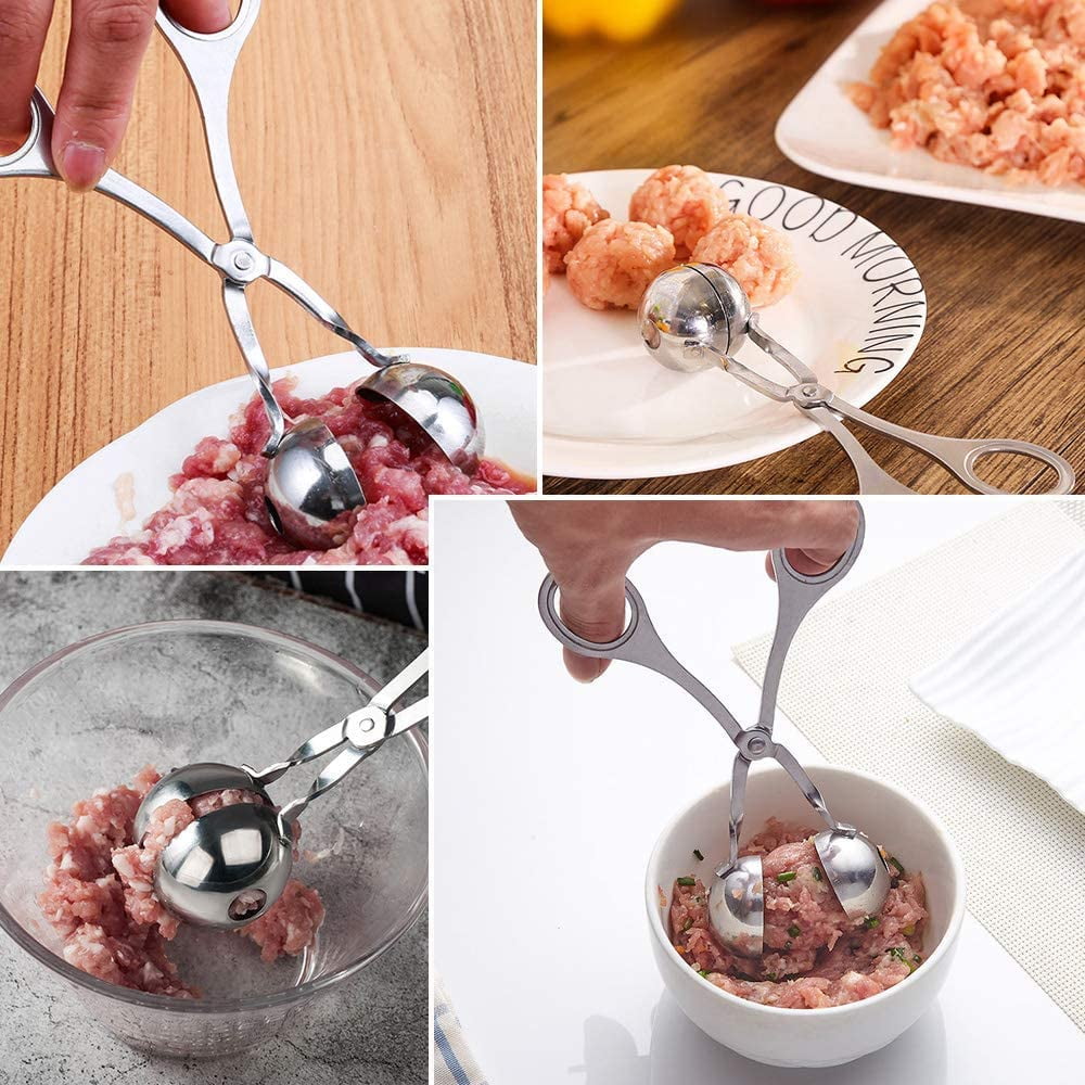 Hniuyun 2PC Meat Baller, Stainless Steel Meatball Scoop Ball Maker, Cake  Pop, Cookie Scoop, Ice Tongs, Fruits Ball Tongs for Kitchen Tools, Ball  Size