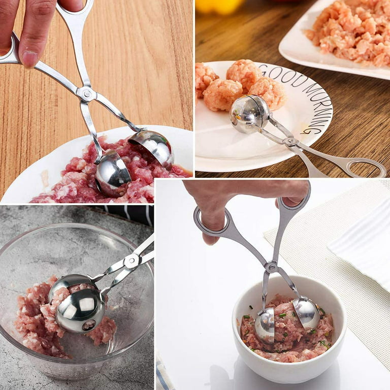 VEVOR Meatball Maker Tongs 2 PCS Stainless Steel Cake Pop Scoop Ball Maker  with Anti-Slip Rubber Handles 