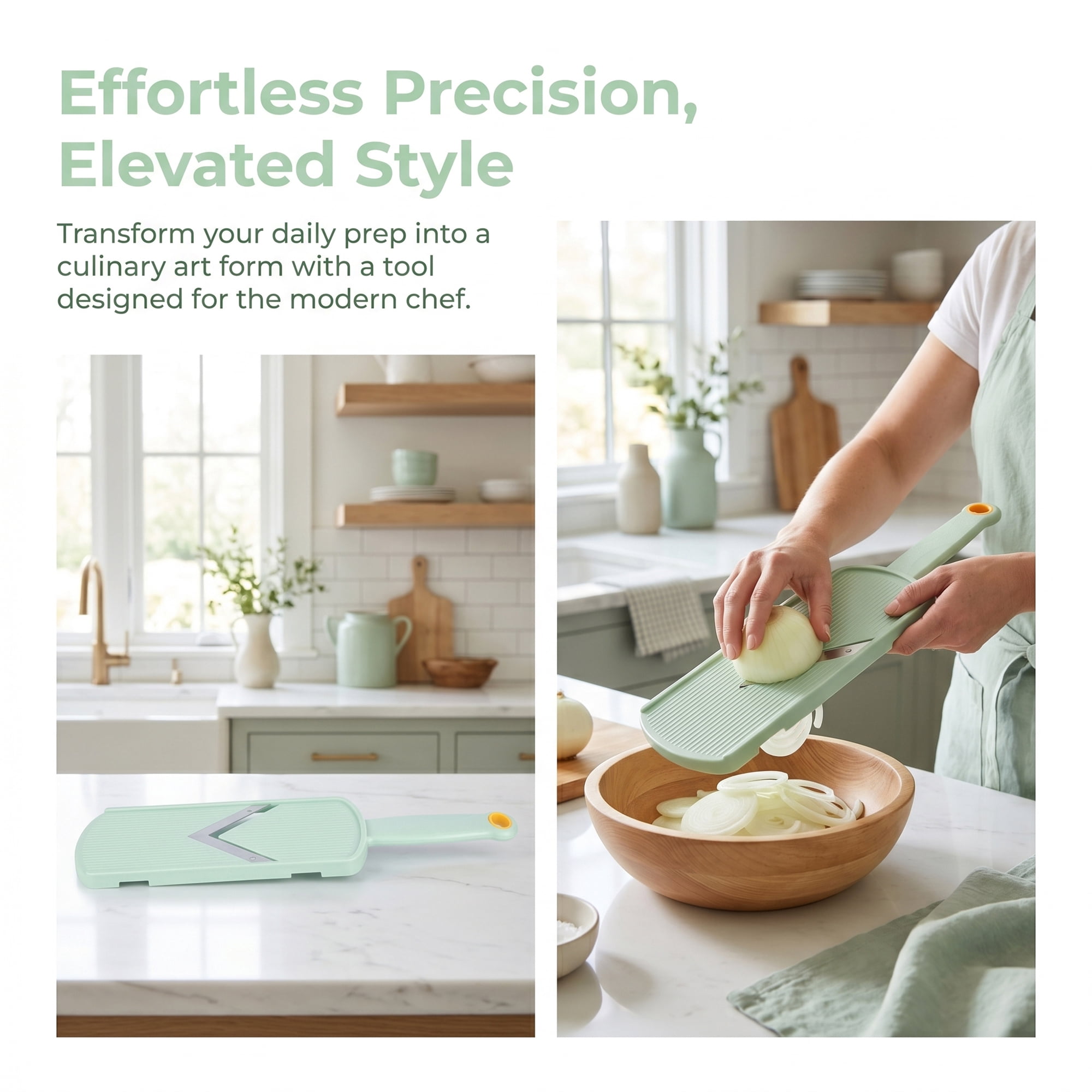 Unique Bargains Multifunctional Mandoline Slicer & Chopper for Kitchen Green 12"x3.3"