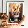 thumbnail image 5 of Chihuahua Gift Wall Art, Cute Dog Sitting on The Toilet Reading a Newspaper Bathroom Poster for Dog Lover, Humor Animals Bathroom Canvas Prints, Bathroom Wall Decor, 5 of 5