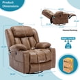 thumbnail image 6 of OUINCH 360° Swivel Glider Rocker Recliner with Massage, Heat, USB Ports & Cup Holders, Brown, 6 of 7