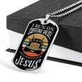 thumbnail image 3 of Caffeine Diesel Jesus Trucker Dog Tag Stainless Steel or 18k Gold 24" Chain, 3 of 8