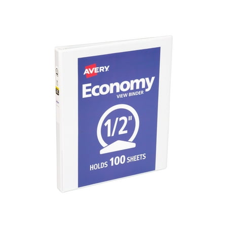 (2 Pack) Avery Economy Round Ring View Binder, 11 x 8 1/2, White, 1/2 (Best Binders For College Students)