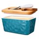 thumbnail image 1 of Mantequillera de porcelana con tapa hermética, apta para microondas. Caja para almacenar queso. Verde, 1 of 7