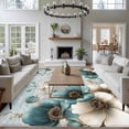 thumbnail image 3 of Large Area Rugs for Living Room Bedroom, Teal Tulip Butterfly 5'x8' Rug Washable Carpet Runner Indoor Outdoor, Beige Turquoise Floral Farmhouse Blue Non Slip Floor Mats Rug for Kitchen, Bathroom, 3 of 8