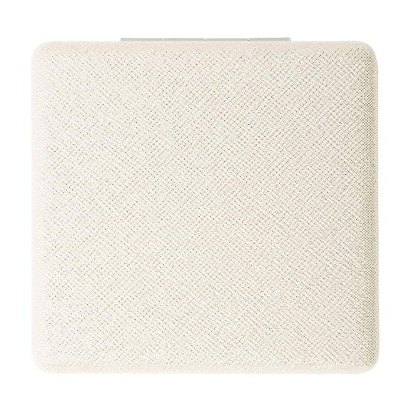 Unique Bargains 1 Pc Square Makeup Mirror for Travel Vacation Beige PU ABS Glass