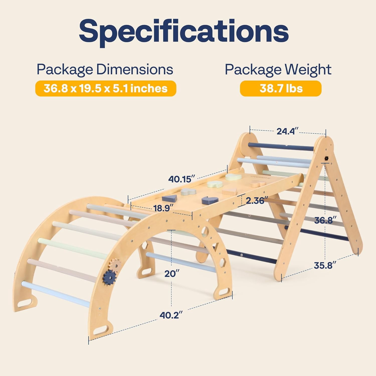 Pickler Triangle Set 8-in-1 Pikler Triangle Set With Detachable Seesaw ...