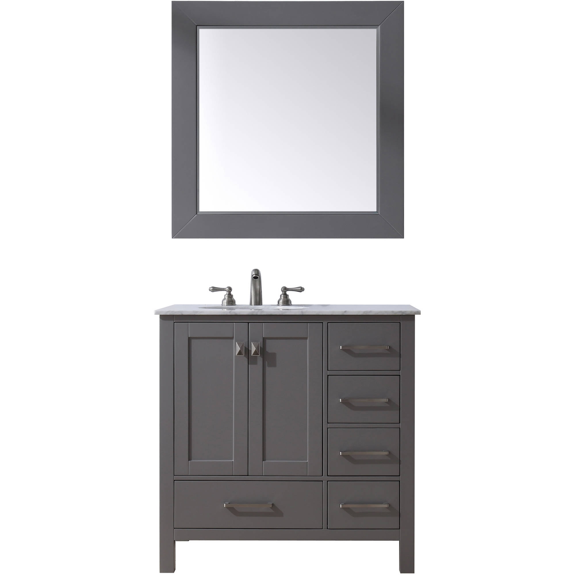 Stufurhome 36 inch Malibu Grey Single Sink Bathroom Vanity with Mirror ...