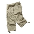 thumbnail image 4 of DeHolifer Men Cargo Shorts Elastic Waist Cotton Solid Color Casual Outdoor Cargo Shorts with Multi-pocket Button Zipper Khaki XL, 4 of 6