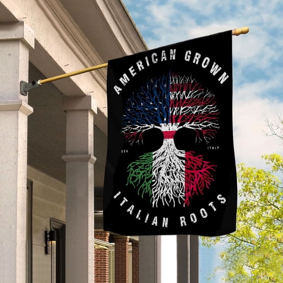 American Grown Italian Roots Italy Flag Souvenir friendship Proud House Flag, Double-Sided Decorative Outdoor Flag, Patriotic Polyester Yard Flag 29.5 x 39.5 in