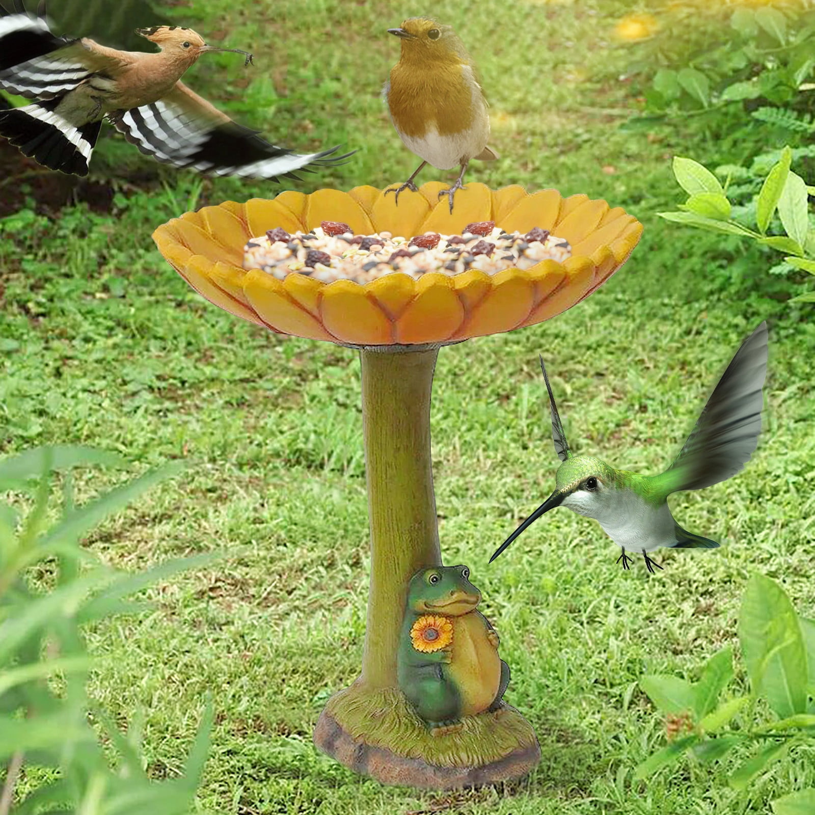 Hummingbird Feeders for Outdoors Bird Bath Feeder Standing Resin Bird Bath Bowl Tray Sunflower Garden Standing Feeder Garden For Lover