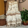 thumbnail image 2 of Parkland Collection Maya 67x52" Vereigated Wool & Fabric Throw Blanket in Beige, 2 of 6