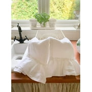 Farmhouse Linen Dish Towel, Linen Tea Towel, Ruffled Linen, Set of 2, Shabby Chic