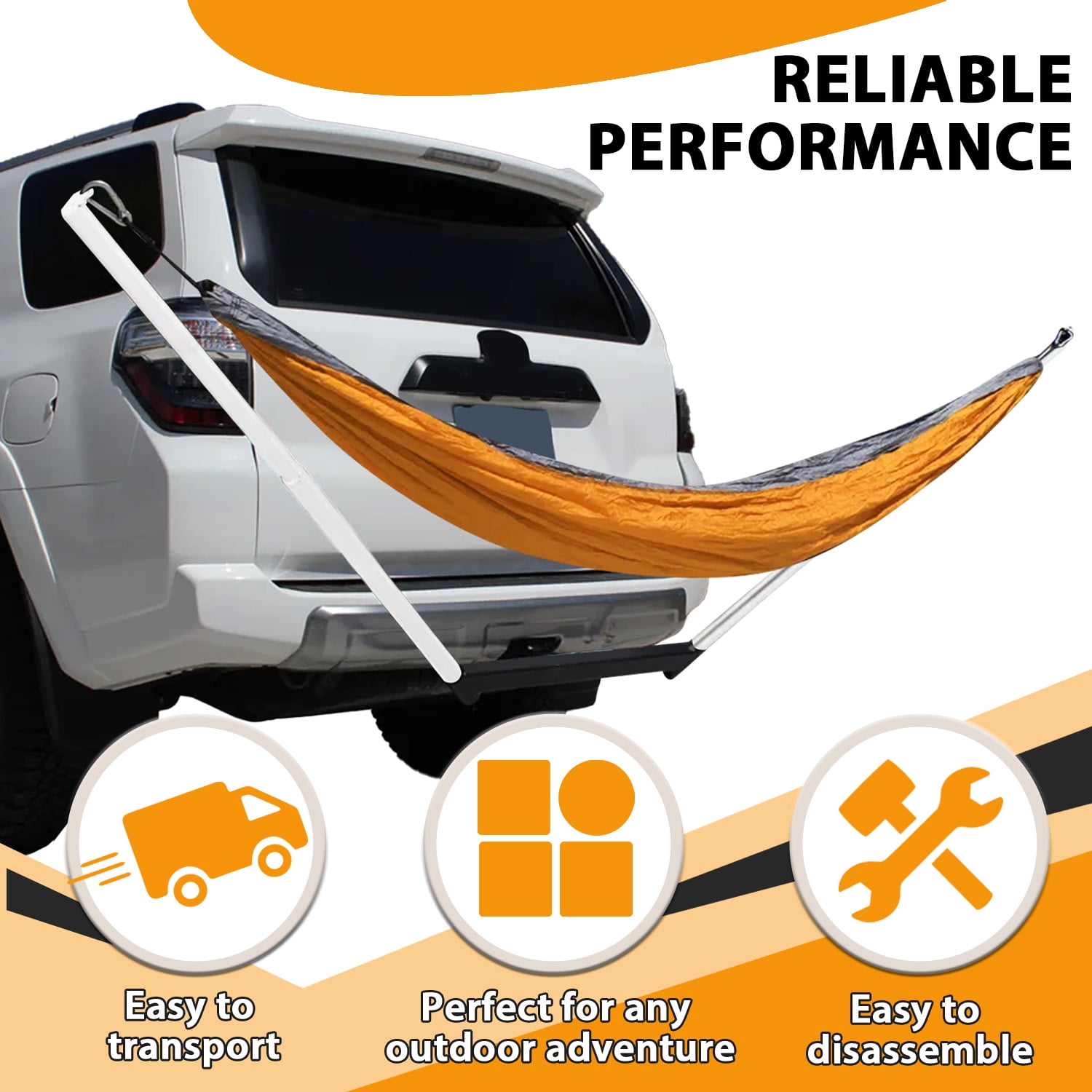 KOJEM Hitch Mount Hammock Stand 300lbs Fit for All Standard 2 Inch Receivers Class III & IV Trailer Hitch Stand Heavy Duty