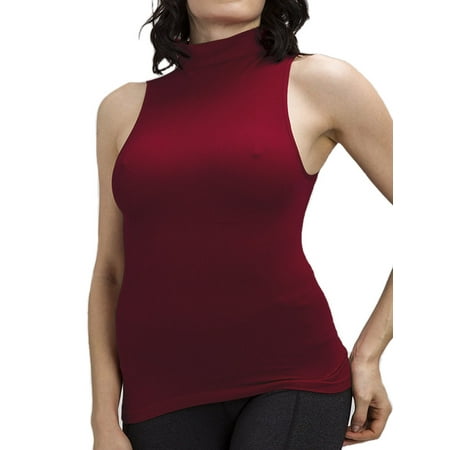 Women Sleeveless Mock Neck Turtleneck Body Shaping Tank Top Slim Fitted All Ribbed Shirt Fits Medium Large X-Large Plus (Best Body Shapers For Plus Size)