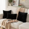 thumbnail image 4 of Wehilion Pack of 2,Double-Sided Faux Fur Plush Decorative Throw Pillow Covers Fuzzy Striped Soft Pillowcase Cushion Covers for Sofa Couch Bedroom Beige 18x18 inch, 4 of 12