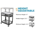 thumbnail image 4 of 3 Shelf Metal Utility cart - Steel Construction Mobile Presentation Cart Projection Cart with Power Strip - Durable Utility Cart AV Carts on Wheels - Supports Up to 300 LBs (24'' x 18'' x 41''), 4 of 8